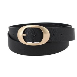 CTM Women's Plus Size Synthetic Leather Belt with Oval Buckle